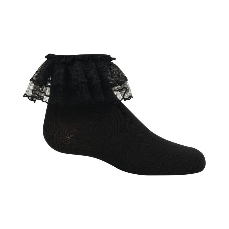 916 ZUBII TULLE DOUBLE RUFFLE ANKLE SOCK