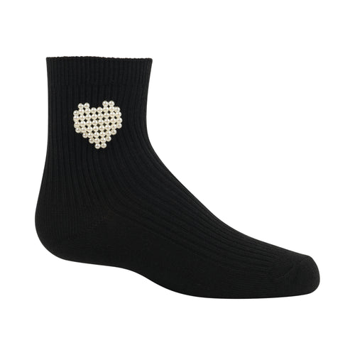 955 ZUBII PEARL HEART ANKLE SOCK