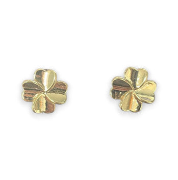 9EP875 DLUX GOLD FILLED FOUR HEART PETAL FLOWER STUD