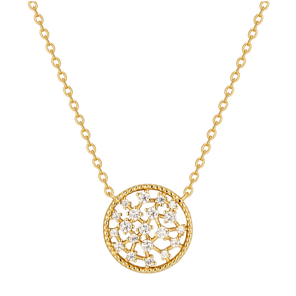 9N682 DLUX GP SS WHITE CZ ROUND SCATTER NECKLACE 16"