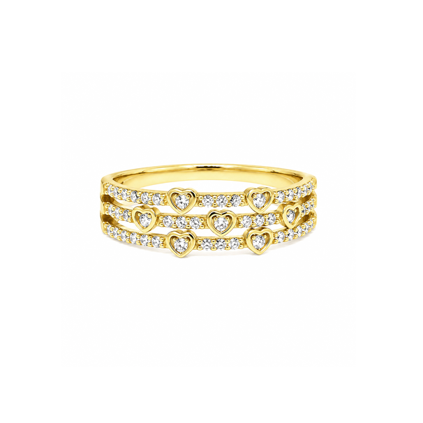 9R1004 DLUX GP SS BUTTERFLY 3 ROW HEART RING
