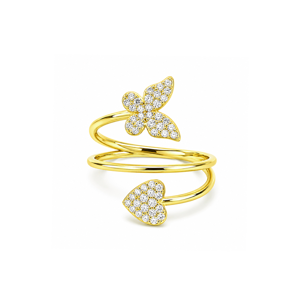 9R1006 DLUX SS BUTTERFLY HEART RING