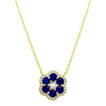 9N14 DLUX GP SS CZ FLOWER NECKLACE ADJ CHAIN