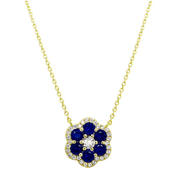 9N14 DLUX GP SS CZ FLOWER NECKLACE ADJ CHAIN