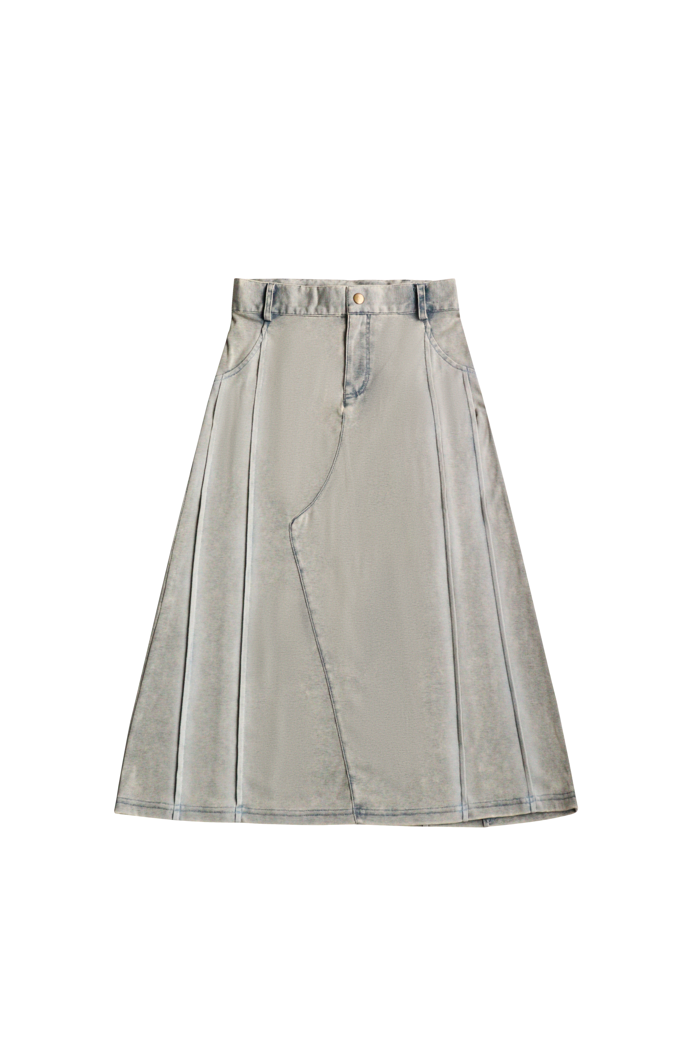 AL2798 DENIM PINTUCK MAXI SKIRT