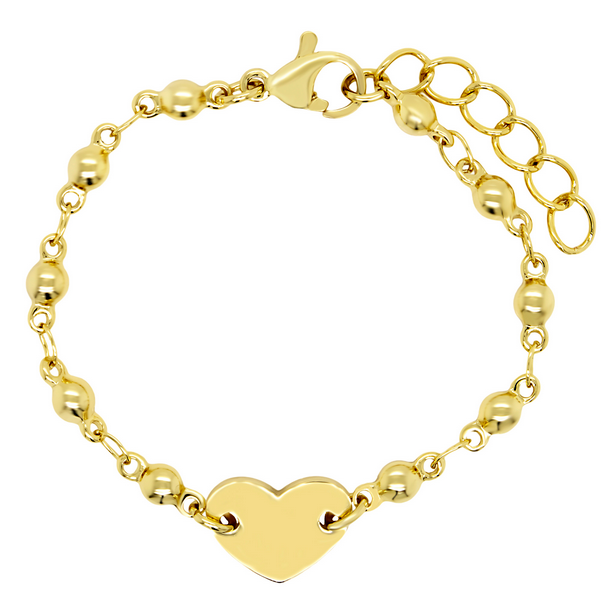 B4911 DLUX GP SRS FLAT HEART & BALL CHAIN BRACELET