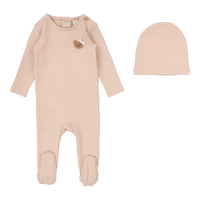 LILETTE BEAR APPLIQUE FOOTIE + BEANIE
