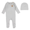LILETTE BEAR APPLIQUE FOOTIE + BEANIE