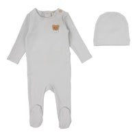 LILETTE BEAR APPLIQUE FOOTIE + BEANIE