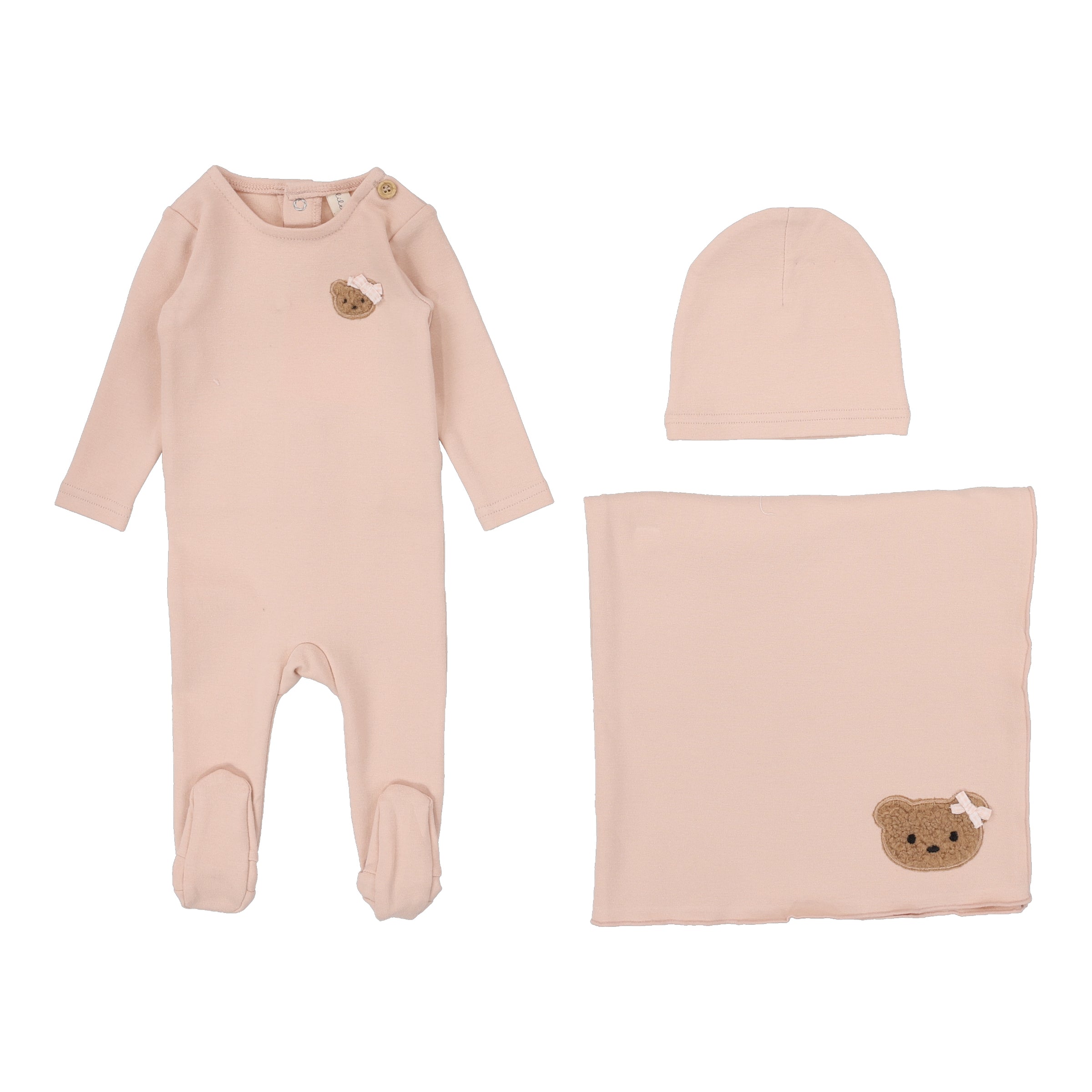 LILETTE BEAR APPLIQUE 3PC LAYETTE SET