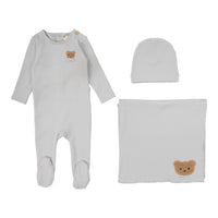LILETTE BEAR APPLIQUE 3PC LAYETTE SET