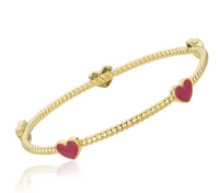 BN0931B LMTS GP ROPE BANGLE WITH ENAMEL HEARTS