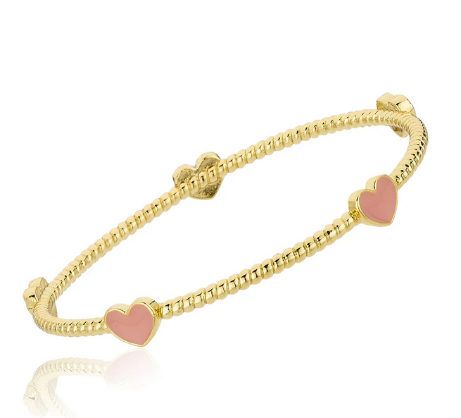 BN0931B LMTS GP ROPE BANGLE WITH ENAMEL HEARTS