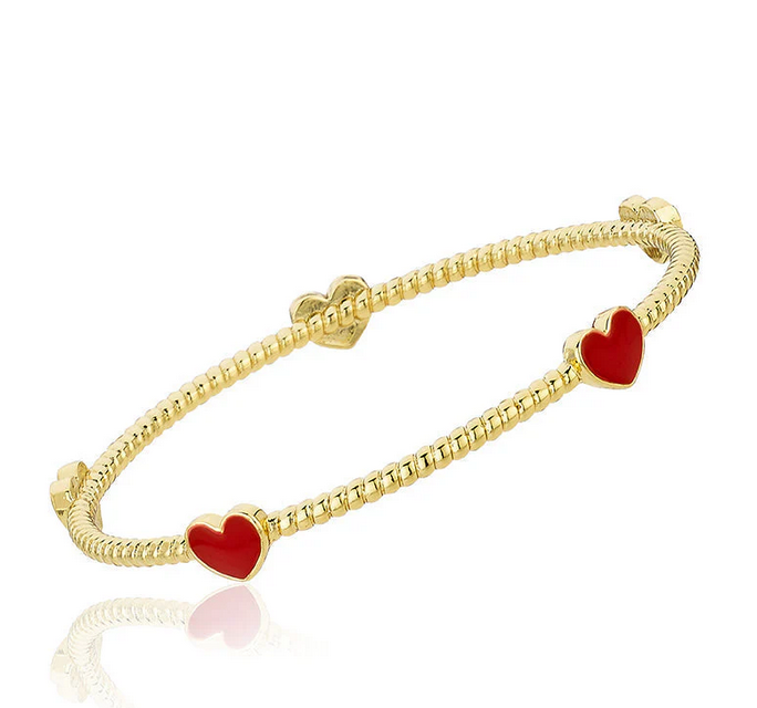 BN0931B LMTS GP ROPE BANGLE WITH ENAMEL HEARTS