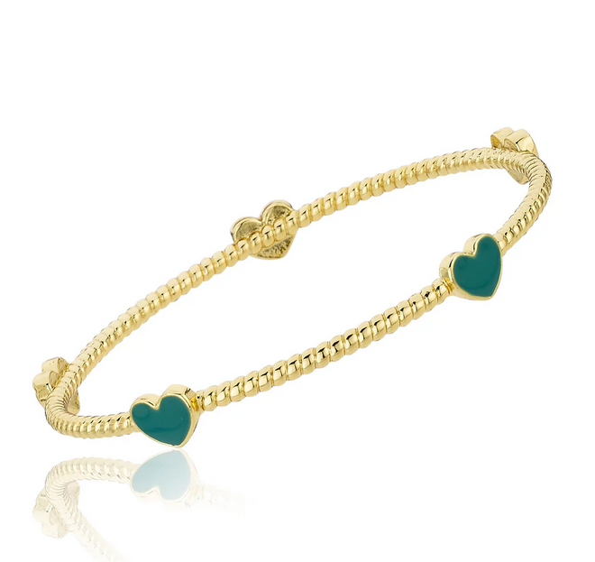 BN0931B LMTS GP ROPE BANGLE WITH ENAMEL HEARTS
