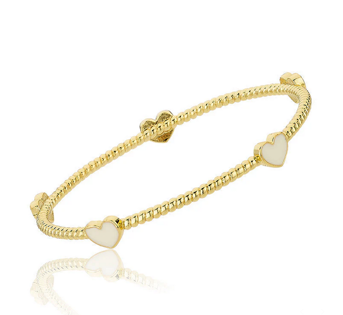 BN0931B LMTS GP ROPE BANGLE WITH ENAMEL HEARTS