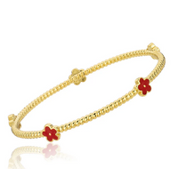 BN0933B LMTS 14K GP ROPE BANGLE WITH ENAMEL FLOWERS