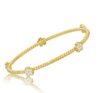 BN0933B LMTS 14K GP ROPE BANGLE WITH ENAMEL FLOWERS