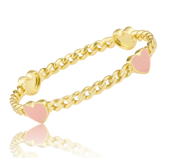 BN1235 LMTS 14K GP LINK HEARTS BANGLE