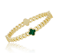 BN1242B LMTS CLASSIC 14K GP BANGLE WITH CLOVERS