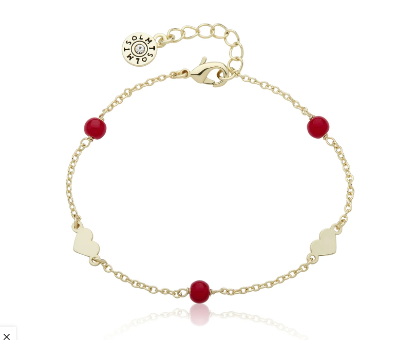 BT1940B LMTS 14K GP BRASS BEADS + HEART BRACELET