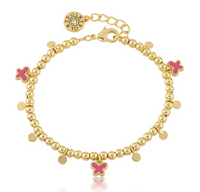 BT2340 LMTS 14K GP BEAD & BUTTERFLY BRACELET
