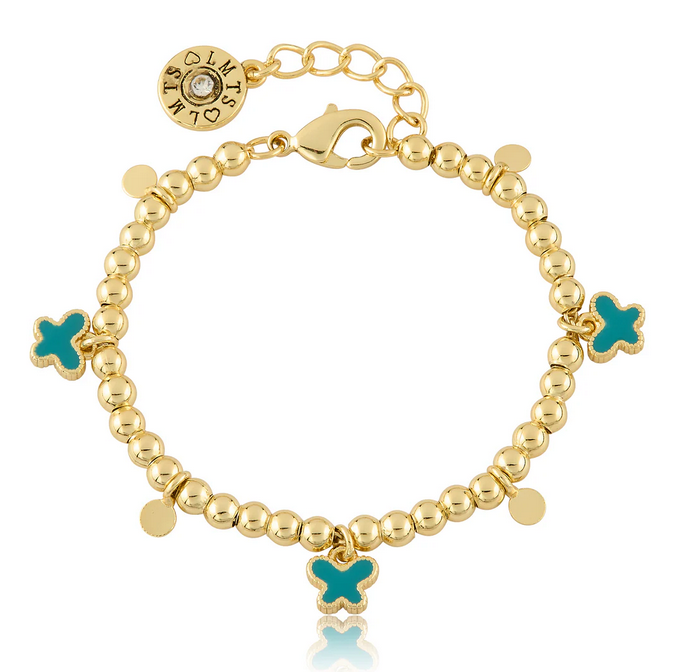 BT2340 LMTS 14K GP BEAD & BUTTERFLY BRACELET