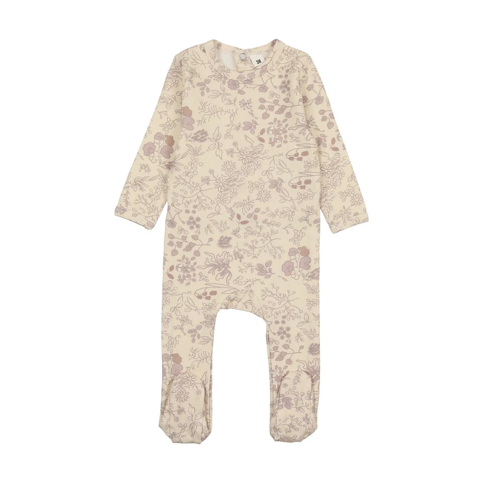 SL25403FS BONJOY LILAC PRINT FOOTIE + BEANIE SET