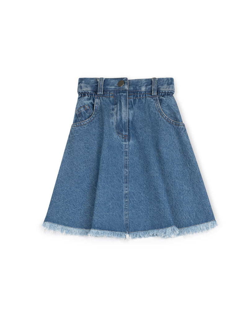 C-10933 HELLOW YELLOW FRAYED HEM CIRCLE SKIRT