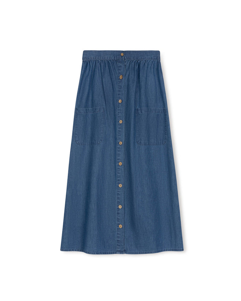JUNEE DENIM BUTTON DOWN MAXI SKIRT