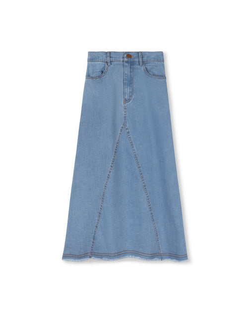 C-18349 VIBE FRINGE HEM MIDI SKIRT