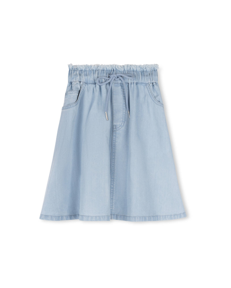 C-19043 CABANA DENIM DRAW STRING A-LINE SKIRT