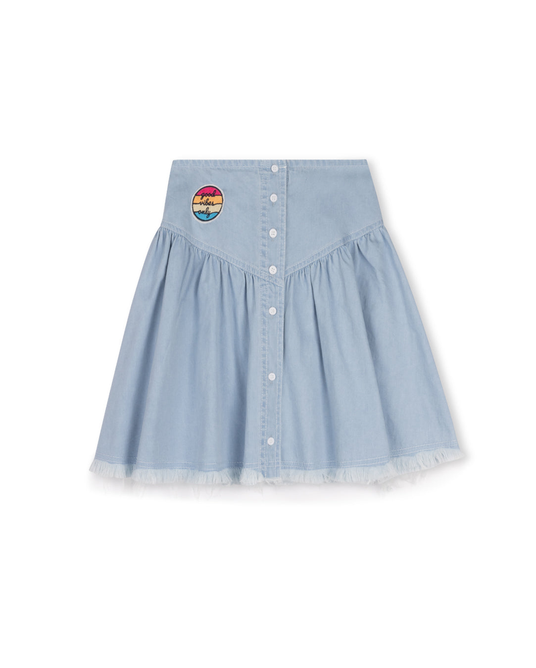C-19627 CABANA FRAYED HEM PATCH SKIRT
