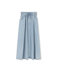 C-19630 CABANA DENIM DRAW STRING MAXI SKIRT