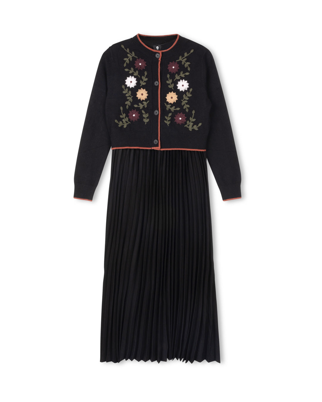 C-22525 TUSTELLO PATCH KNIT CARDIGAN SLIP DRESS