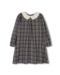 C-22798 ONE CHILD ARLIN PLAID CROCHET COLLAR DRESS