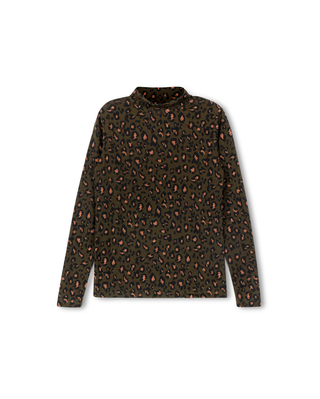 C-23338 VIBE LEOPARD PRINT FITTED MOCKNECK