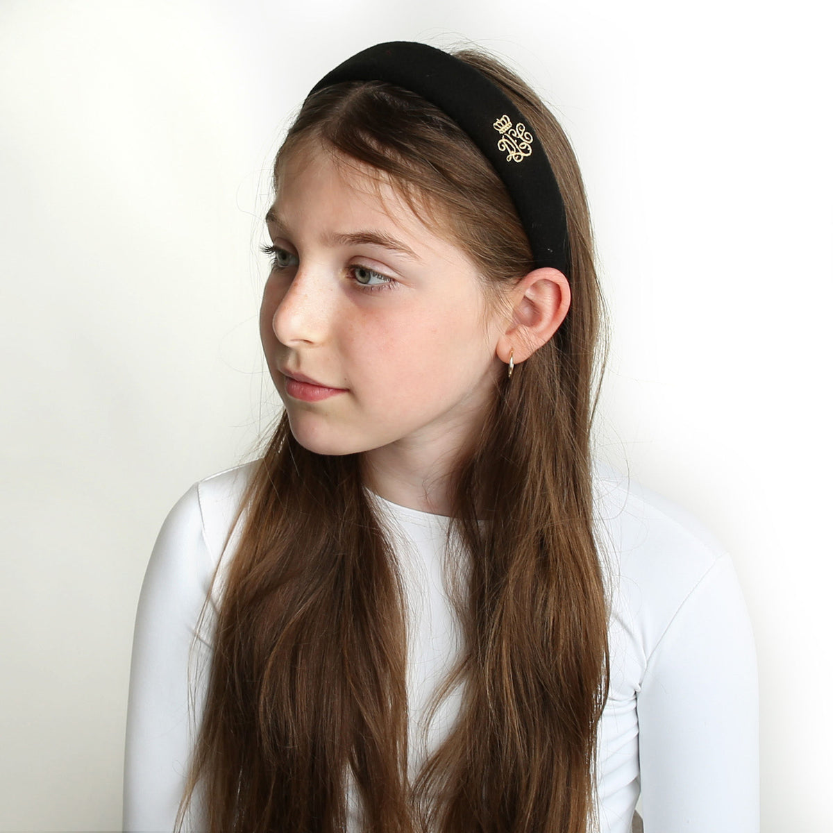 C4646 DACEE WOOL EMBR. CROWN LOGO PADDED HEADBAND