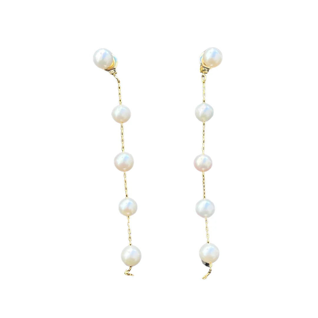 TJ189 PEARLY HANGING EARRINGS GOLD