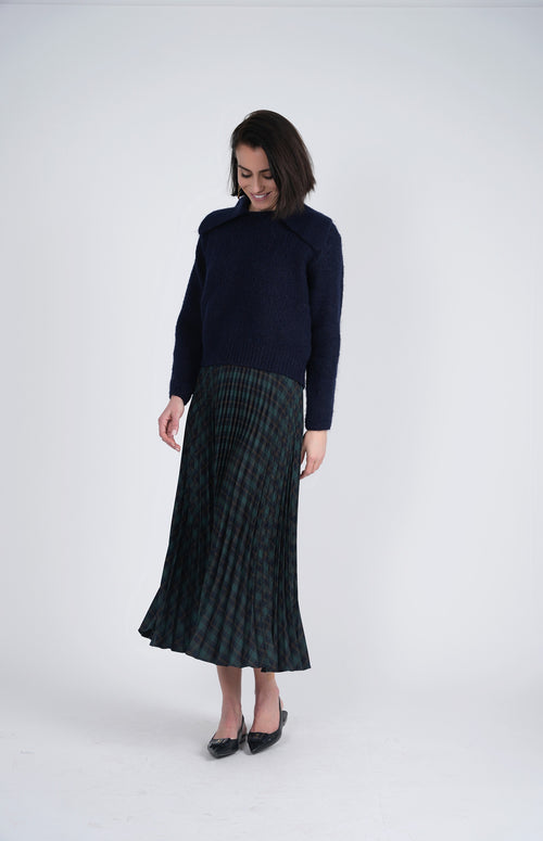 WB3CM8586SM VIVA K LADIES ACCORDIAN PLEATED MIDI PLAID