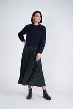 WB3CM8586SM VIVA K LADIES ACCORDIAN PLEATED MIDI PLAID