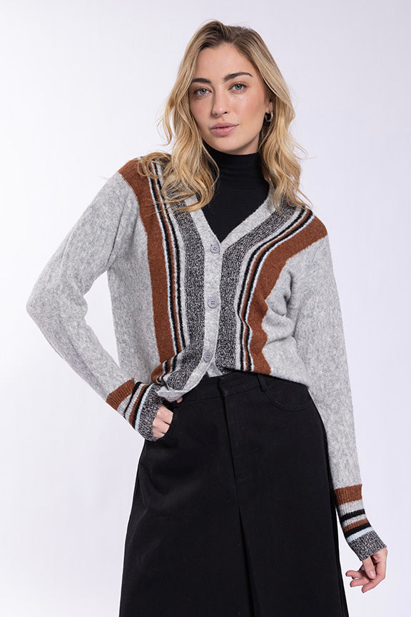 CO652 CONCEPT ACCENT STRIPE CARDIGAN