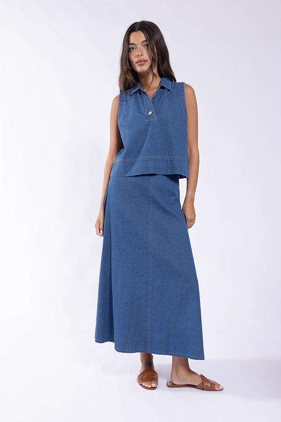 CO767 CONCEPT A-LINE DENIM SKIRT