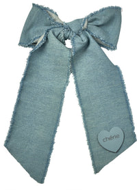 CP-7250 CHERIE DENIM FRINGE HEART LARGE CLIP