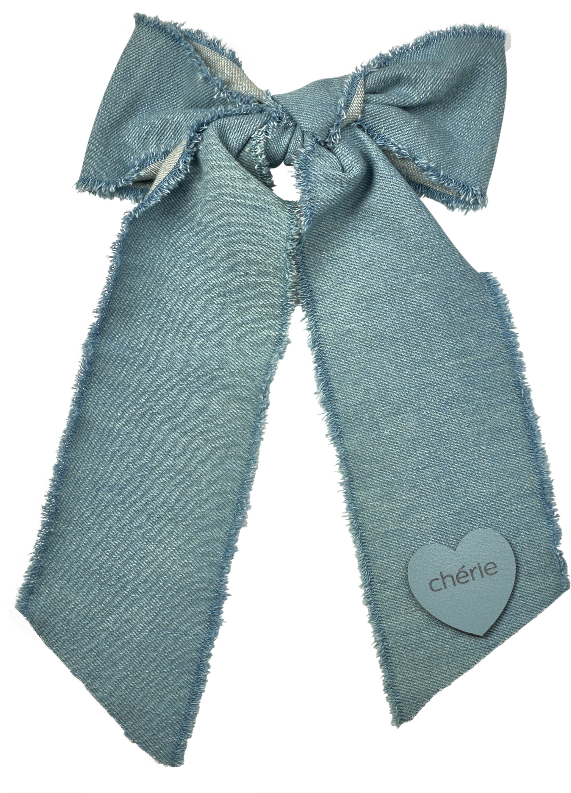 CP-7250 CHERIE DENIM FRINGE HEART LARGE CLIP