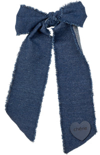 CP-7250 CHERIE DENIM FRINGE HEART LARGE CLIP