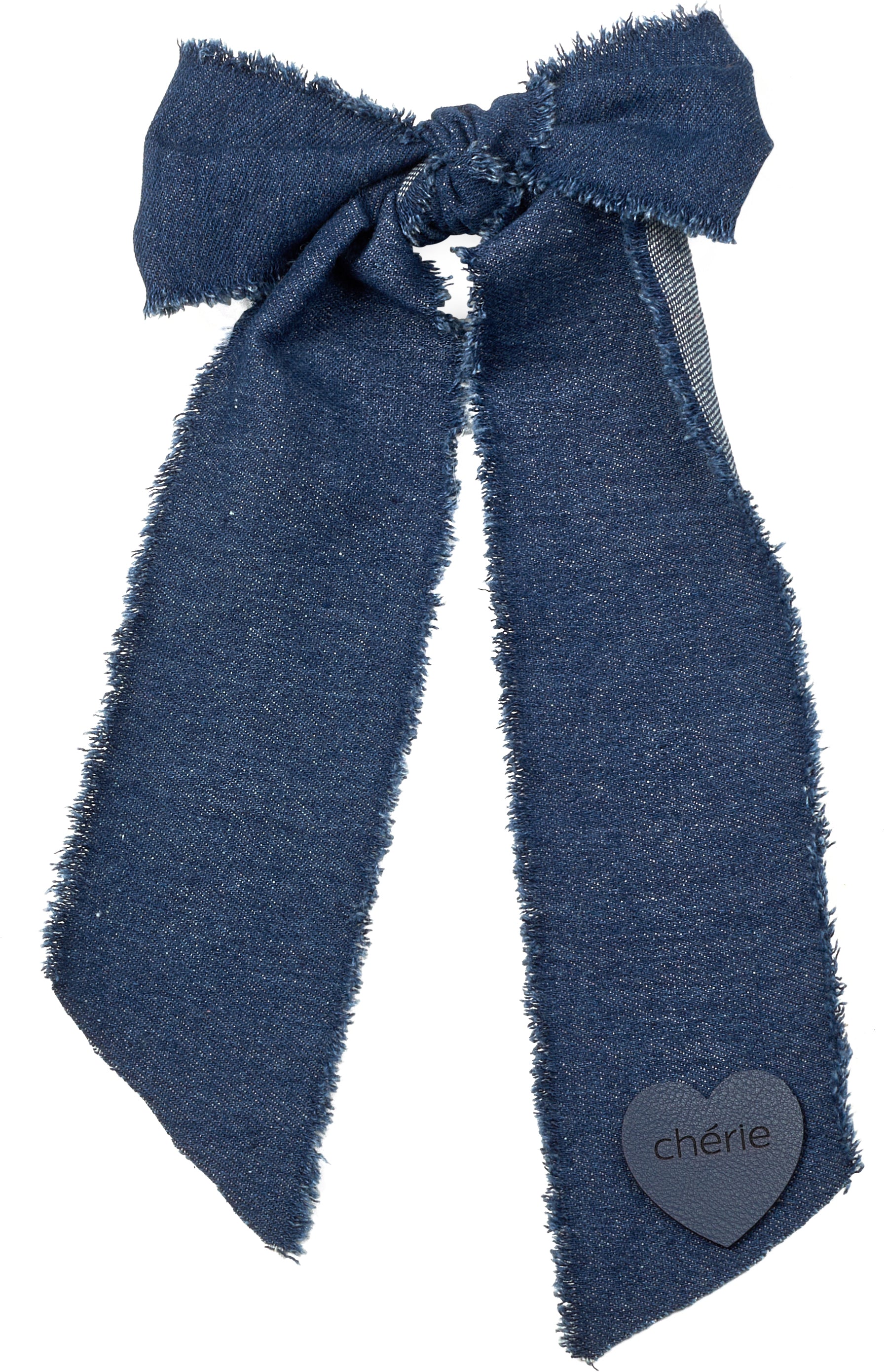 CP-7250 CHERIE DENIM FRINGE HEART LARGE CLIP