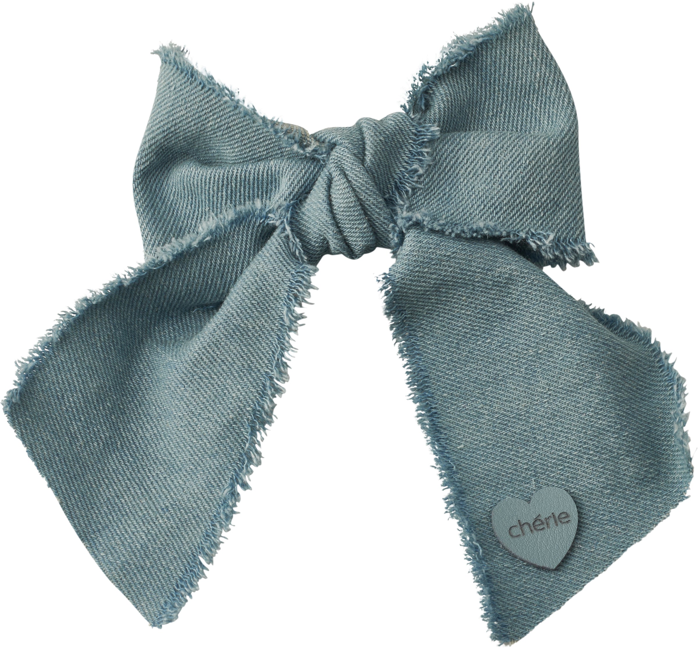 CP-7250 CHERIE DENIM FRINGE HEART MEDIUM CLIP