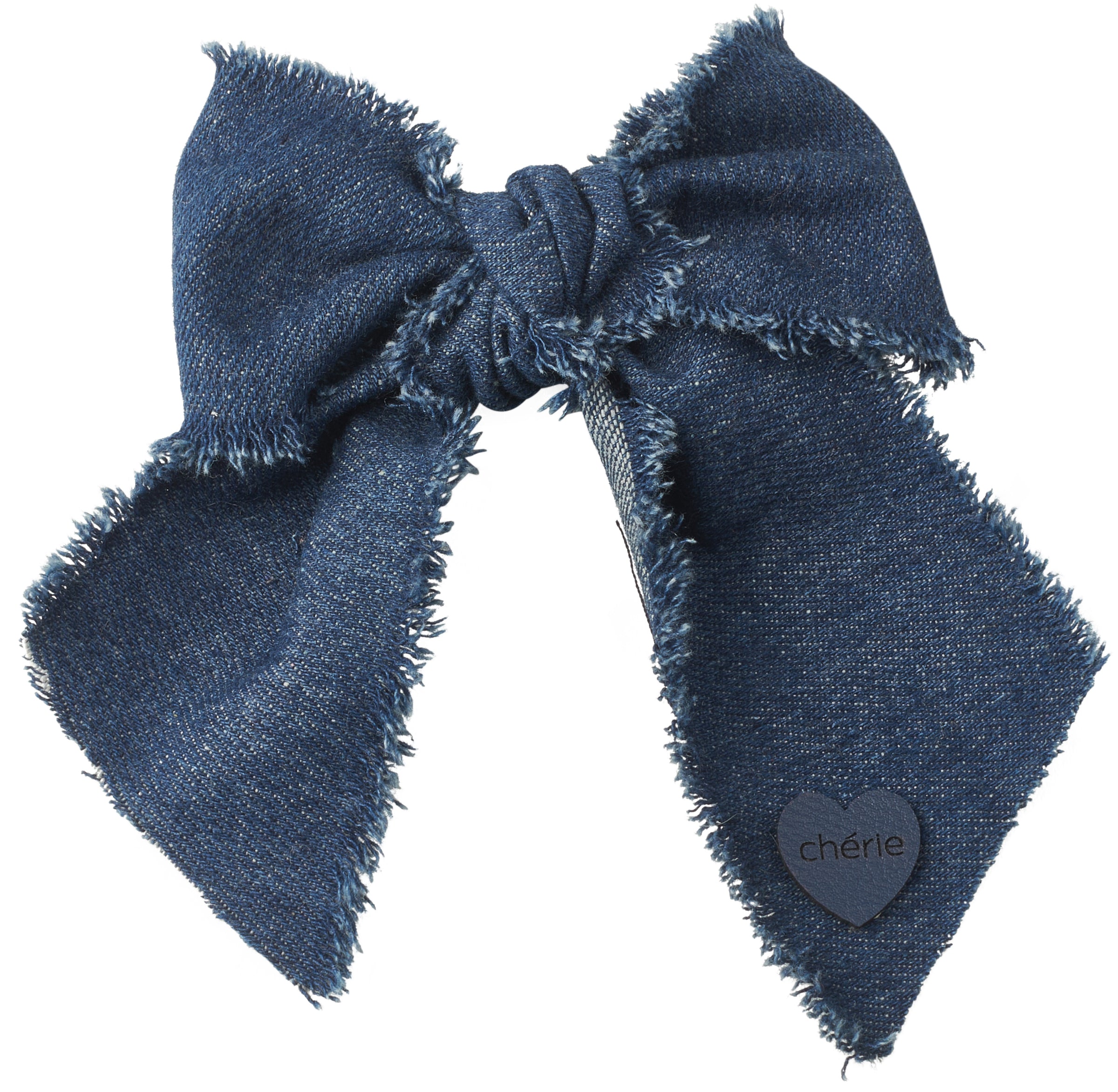 CP-7250 CHERIE DENIM FRINGE HEART MEDIUM CLIP