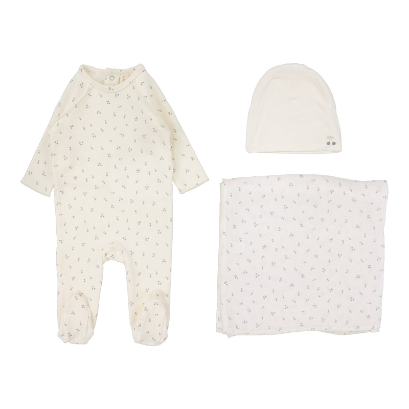 LILETTE CHERRY PRINT 3PC LAYETTE SET